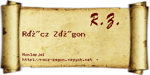 Rácz Zágon névjegykártya
